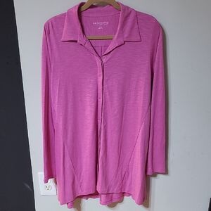 Soft Surroundings Mage Pink Covered Button-up Tunic Size Medium